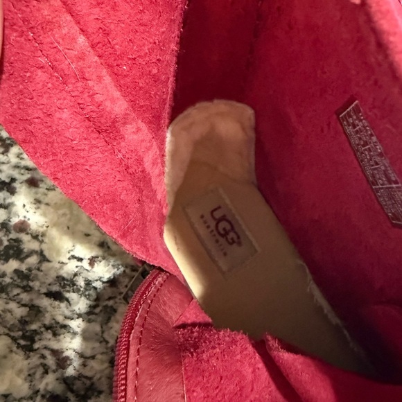 Ugg Sangria Red Kaysa suede Fringe Mocassin Boots 9 - Picture 7 of 7